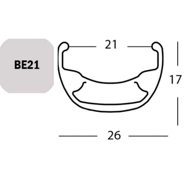Exal FELGE BE 21, 26" 36L SCHW 21-559 VL:6,5MM EINFACHOESEN