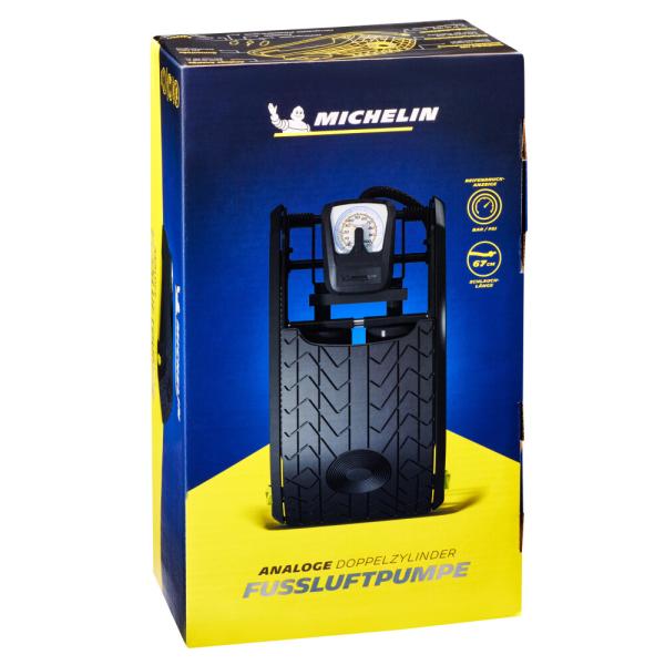 Michelin DOPPELZYLINDER Fu&szlig;luftpumpe / 7 Bar / Analog / PRESTA & Schrader Ventil / Spielz