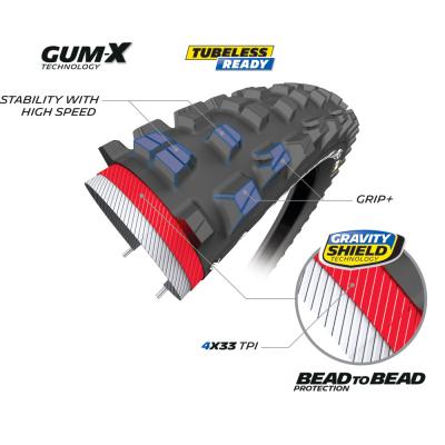 Michelin DRAHTREIFEN DH34 BIKE PARK PERFORMANCE LINE GUM-X GRAVITY SHIELD 61-584 Schwarz Produktbild 2