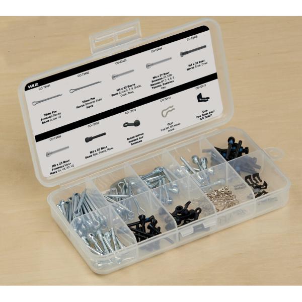 VAR VAR Scheibenbremssicherungs-Set Bremsbelaghalterungen Sortierbox