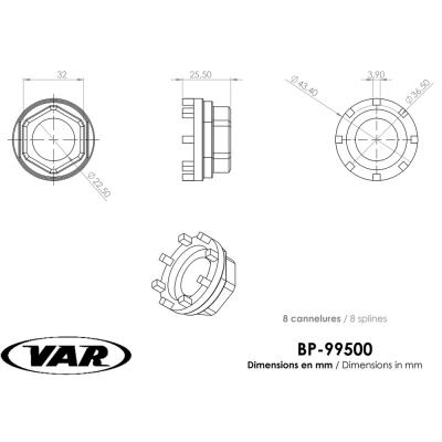 VAR Innenlagerwerkzeug BP-99500 Shimano 1996-2002 XTR, ULTEGRA, DURA ACE & ISIS Produktbild 1