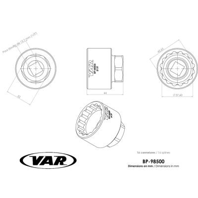VAR Innenlagerwerkzeug BP-98500 SHIMANO XTR BB-93, DURA-ACE BB-9000, STEPS 39 mm Produktbild 1