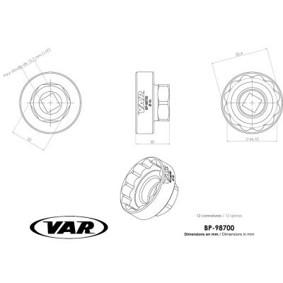 VAR Innenlagerwerkzeug BP-98700 SRAM DUB, Race Face, Rotor BSA30, Zipp Vuma 46 mm Produktbild 1