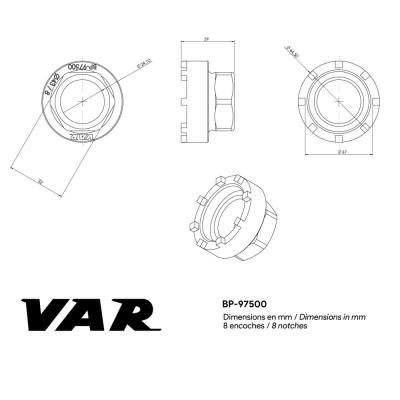 VAR Innenlagerwerkzeug BP-97500 BOSCH Active Line, Brose 43 mm Produktbild 1