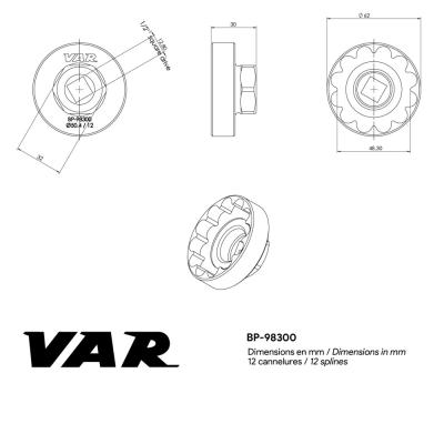 VAR Innenlagerwerkzeug BP-98300 CHRIS KING ThreadFit 30, T47 50,4 mm Produktbild 1
