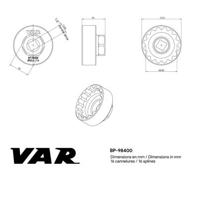 VAR Innenlagerwerkzeug BP-98400 Enduro T47 52,5 mm Produktbild 1