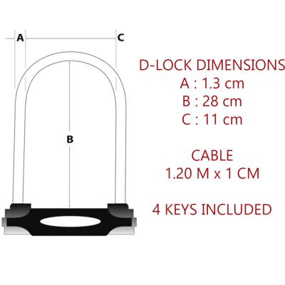 Master Lock B&uuml;gelschloss 8285LW Schwarz 13 mm x 280 mm x 110 mm / 10 mm x 1200 mm Schl&uuml;ssel Produktbild 4