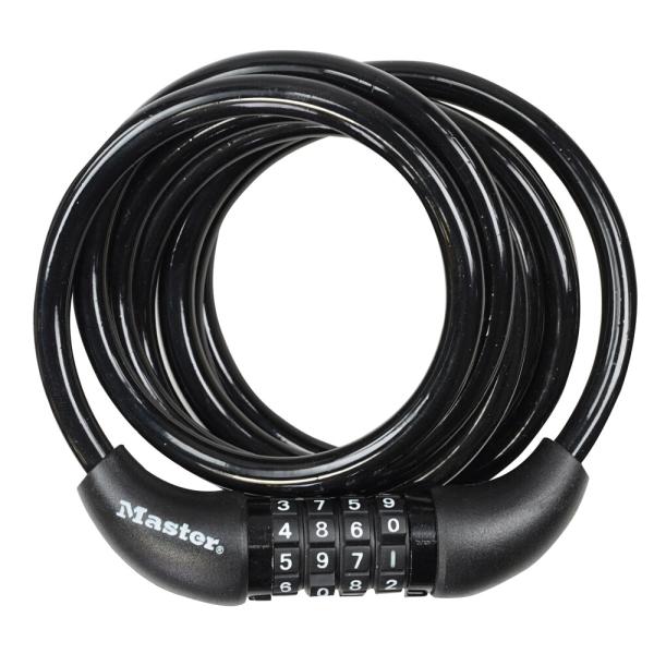 Master Lock Kabelschloss 8221 Schwarz 8 mm x 1800 mm Zahlenkombination einstellbar