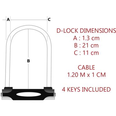 Master Lock B&uuml;gelschloss 8274 Schwarz 13 mm x 210 mm x 110 mm / 10 mm x 1200 mm Schl&uuml;ssel Produktbild 4