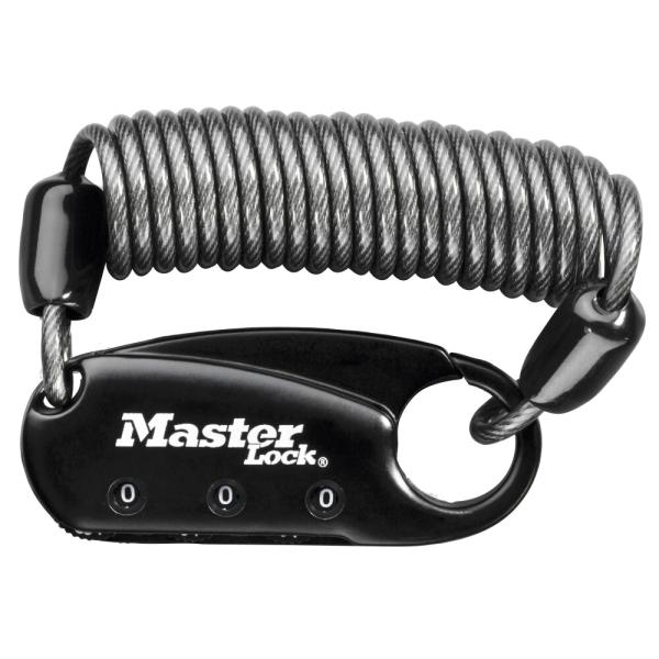 Master Lock Karabiner-Kabelschloss 1551 Schwarz 3 mm x 900 mm Zahlenkombination einstellbar