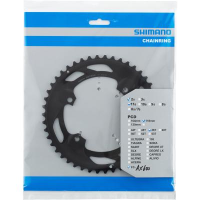 SHIMANO Kettenblatt GRX FC-RX600 46 Z&auml;hne Schwarz Produktbild 1
