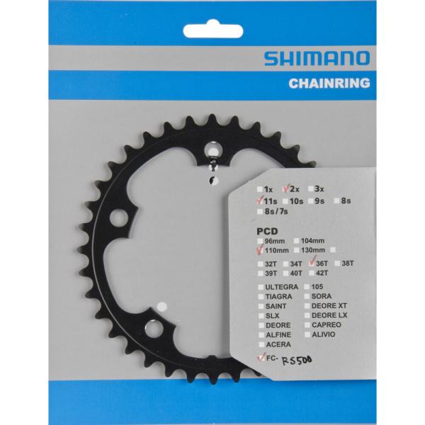 SHIMANO Kettenblatt FC-RS500 36 Z&auml;hne Schwarz