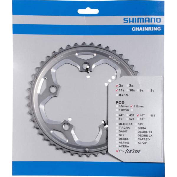 SHIMANO Kettenblatt FC-RS500 46 Z&auml;hne Silber