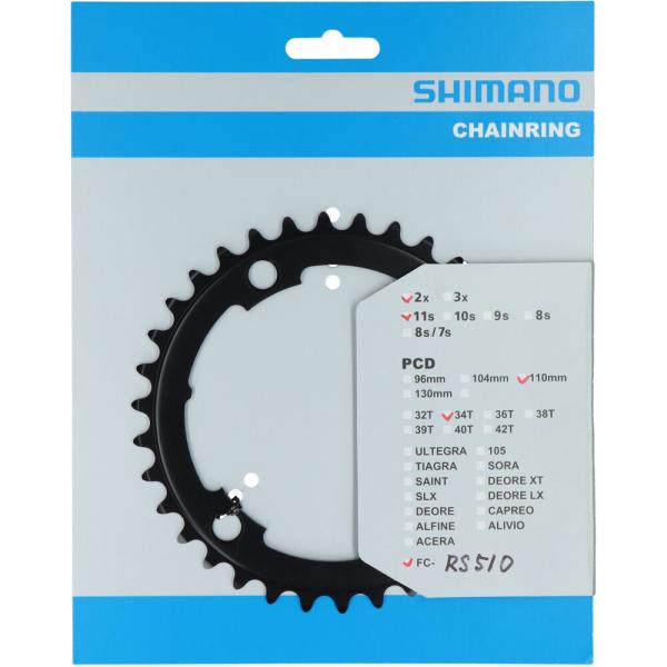 SHIMANO Kettenblatt FC-RS510 34 Z&auml;hne Schwarz
