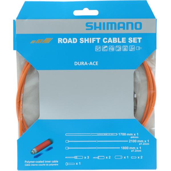 SHIMANO Schaltzug-Set Road polymerbeschichtet Orange