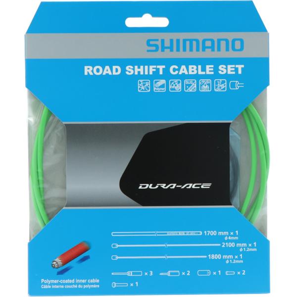 SHIMANO Schaltzug-Set Road polymerbeschichtet Gr&uuml;n